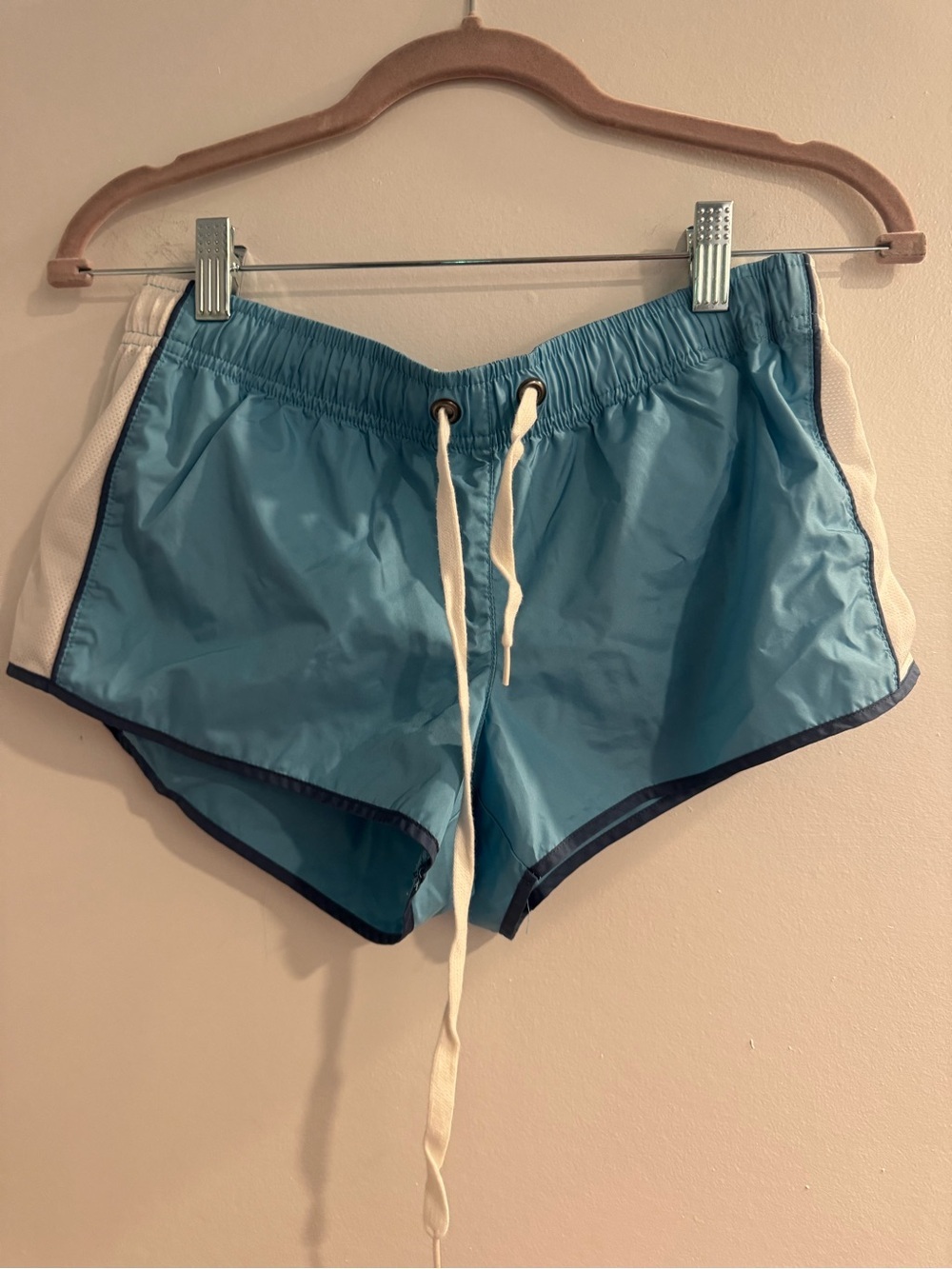 Vintage VS PINK Light Aqua Drawstring Athletic Shorts with White Side Panels (S)